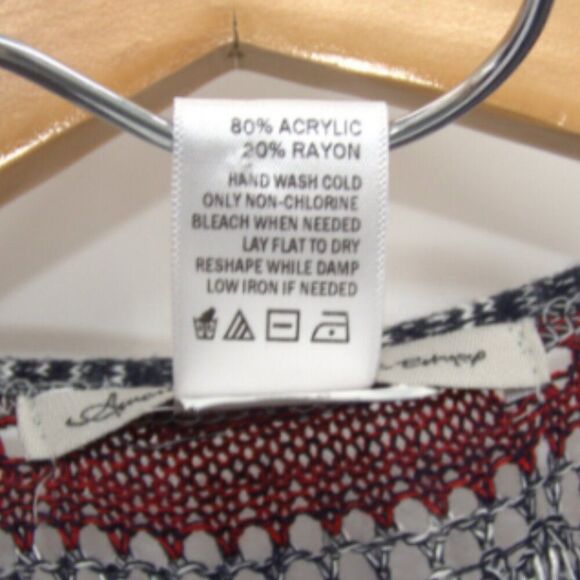 American Rag Americana Striped Crochet Fringe Side Slit Duster Vest Size M - Picture 7 of 7